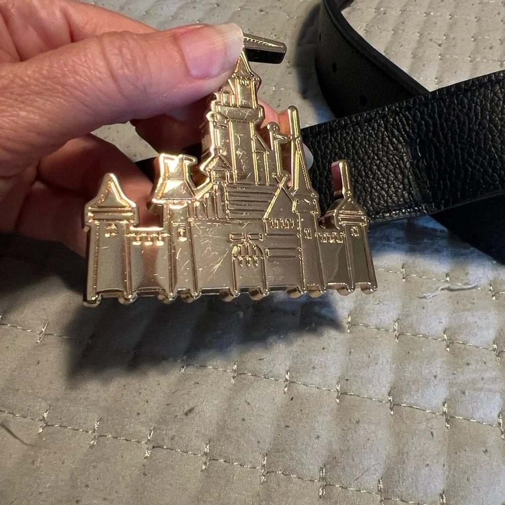 Black Belt with Disney Gold Castle Buckle